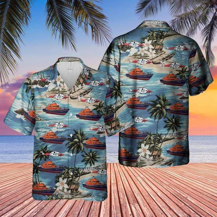 Coastguard Agustawestland Beach Pattern Aloha Hawaii Summer Shirts Ha12935