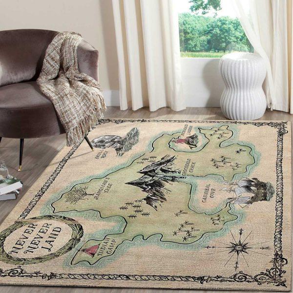 Peter Pan Neverland Map Home Decor Rectangle Area Rug