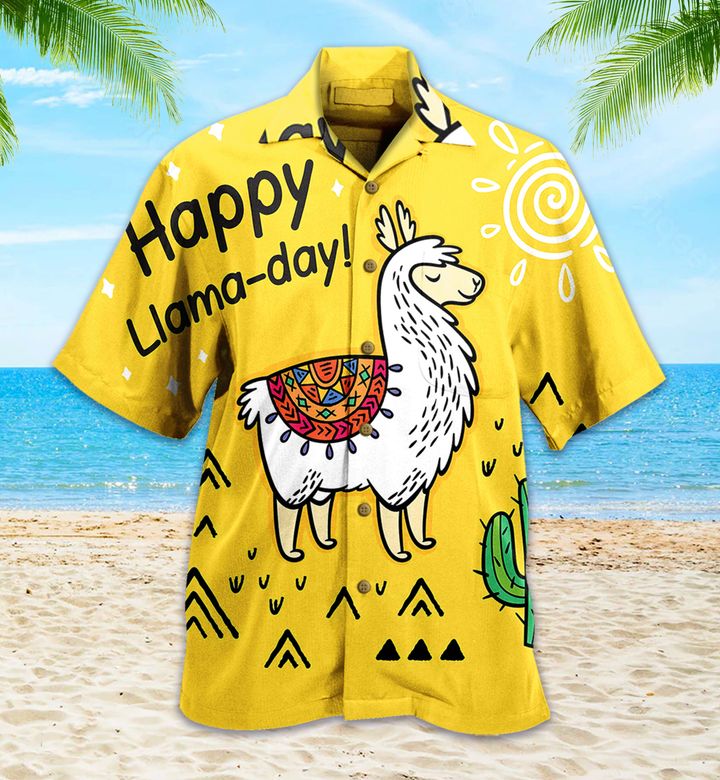 Happy Llama Day Yellow Hawaii Shirt Ha37837