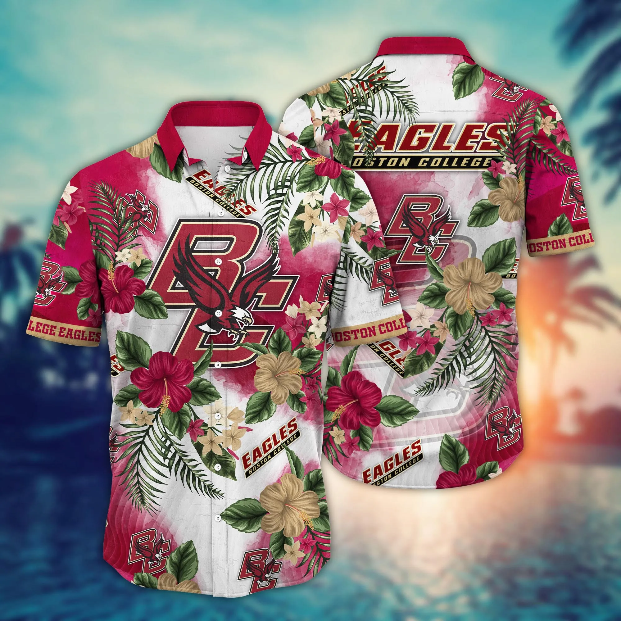 Boston College Eagles NCCA Hawaiian Shirt Sunburntime Aloha Shirt