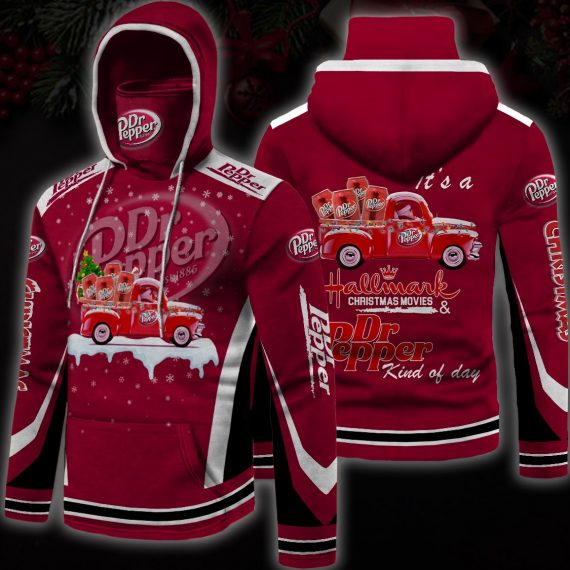 Gift For Dr Pepper Lover Christmas Gifts Dr Pepper Hallmark Christmas Movies Hoodie With Gaiter Bandana Hoodie Hg