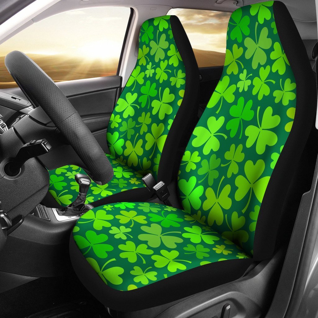 Shamrock St Patrick'S Day Print Pattern Seat Cover Car Seat Covers Set 2 Pc, Car Accessories Car Mats
