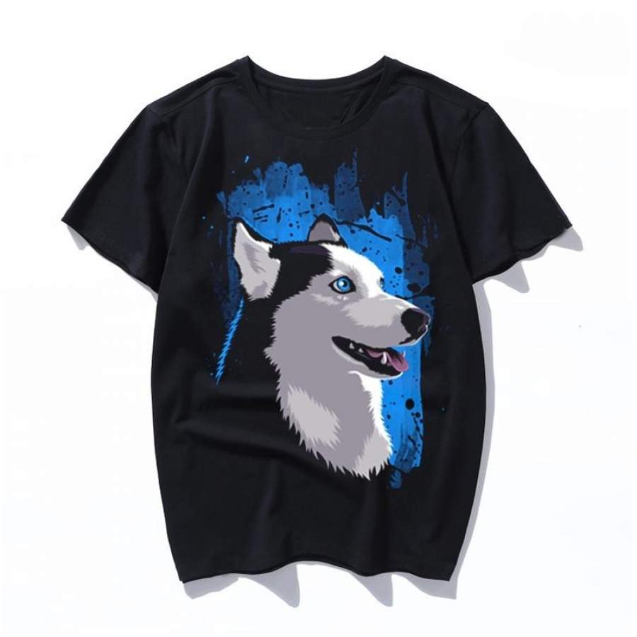 husky stain 2019 new summer design short sleeve Men T Shirt Casual Cotton Tee fashion Shirt Women Slim Fit T-Shirt O-Neck Printed Tees tops