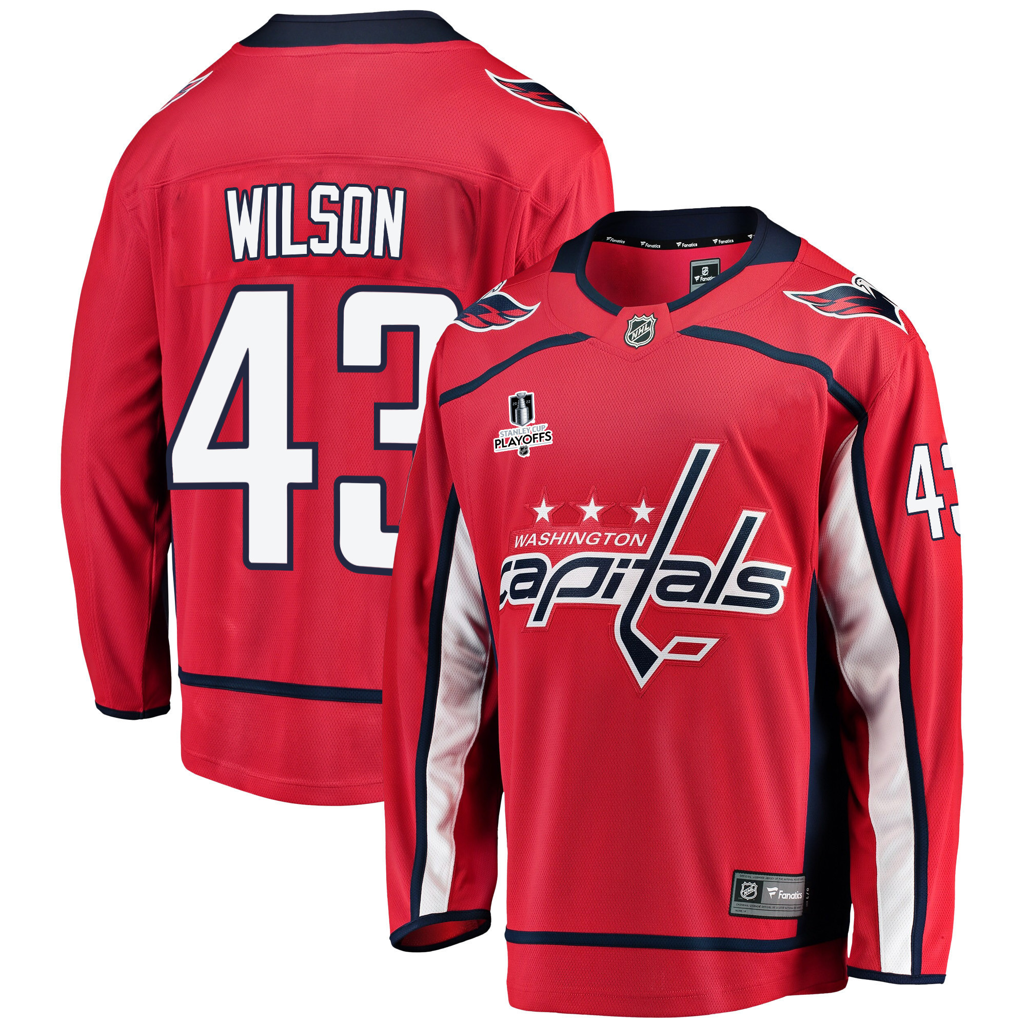 Washington Capitals Tom Wilson 43 Home 2022 Stanley Cup Playoffs Breakaway Men Jersey – Red