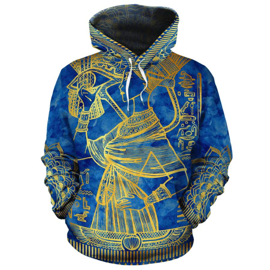 Egyptian Queen Pattern In Blue All-over Hoodie