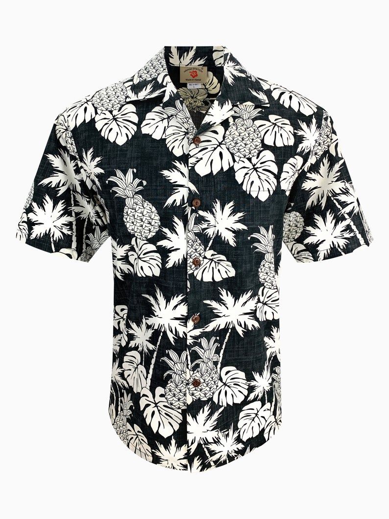 Pineapple Leaf White Black Nice Design Hawaii Shirt Ha43418