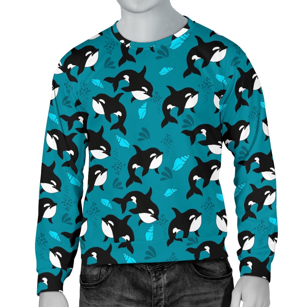 Whale Sea Design Themed Print Men Long Sleeve Sweatshirt