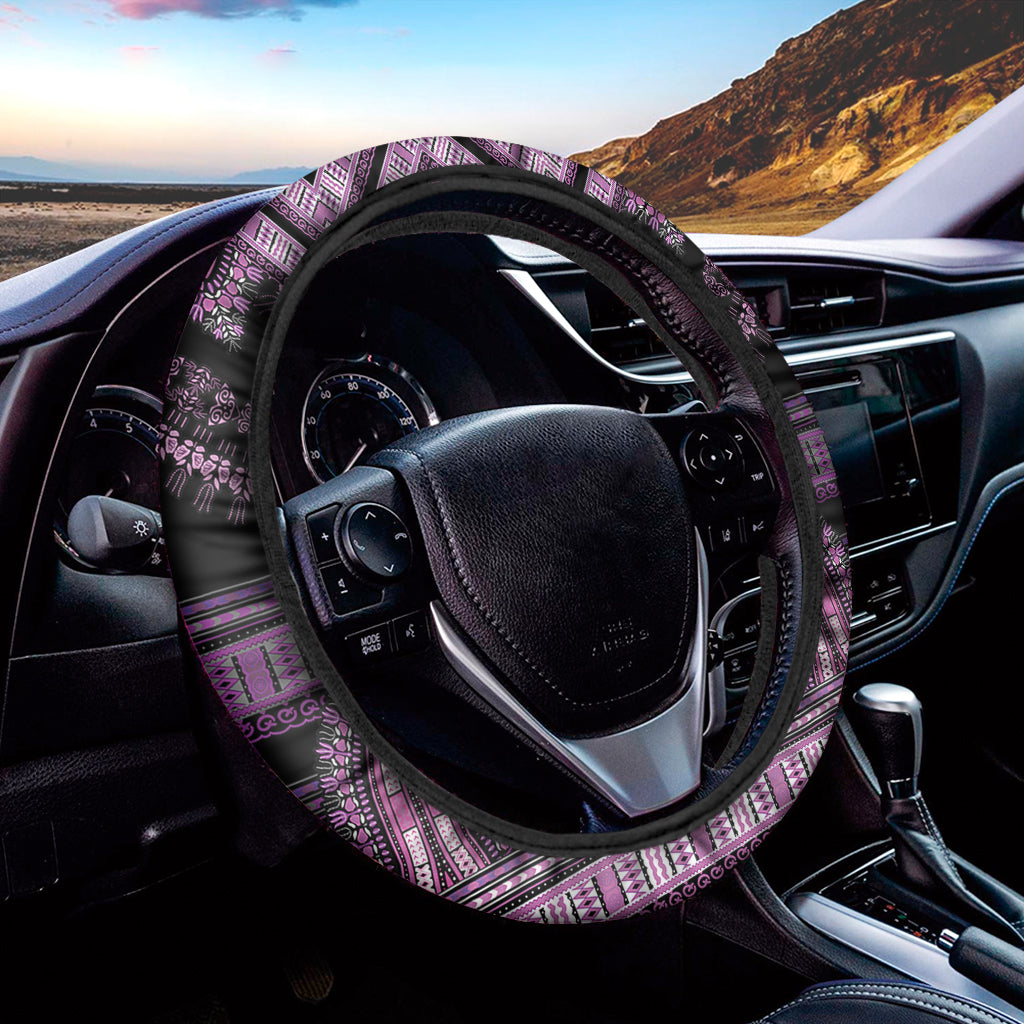 Purple And Black African Dashiki Print Car Steering Wheel Cover