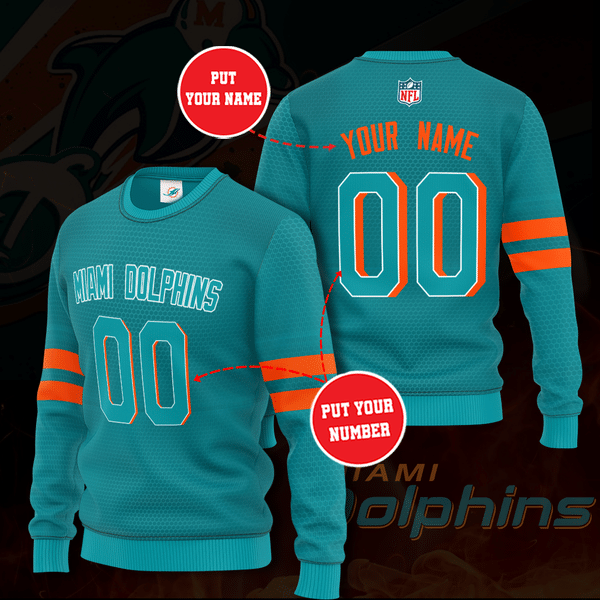 Personalized Miami Dolphins Football Team All Over Print 3D Sweatshirt-Blue-Tph