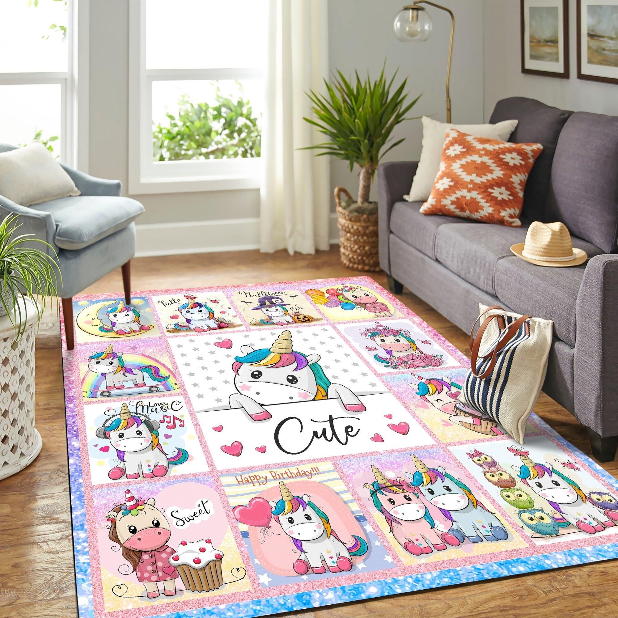 Cute Unicorn Carpet Area Rug – Home Decor – Bedroom Living Room Décor