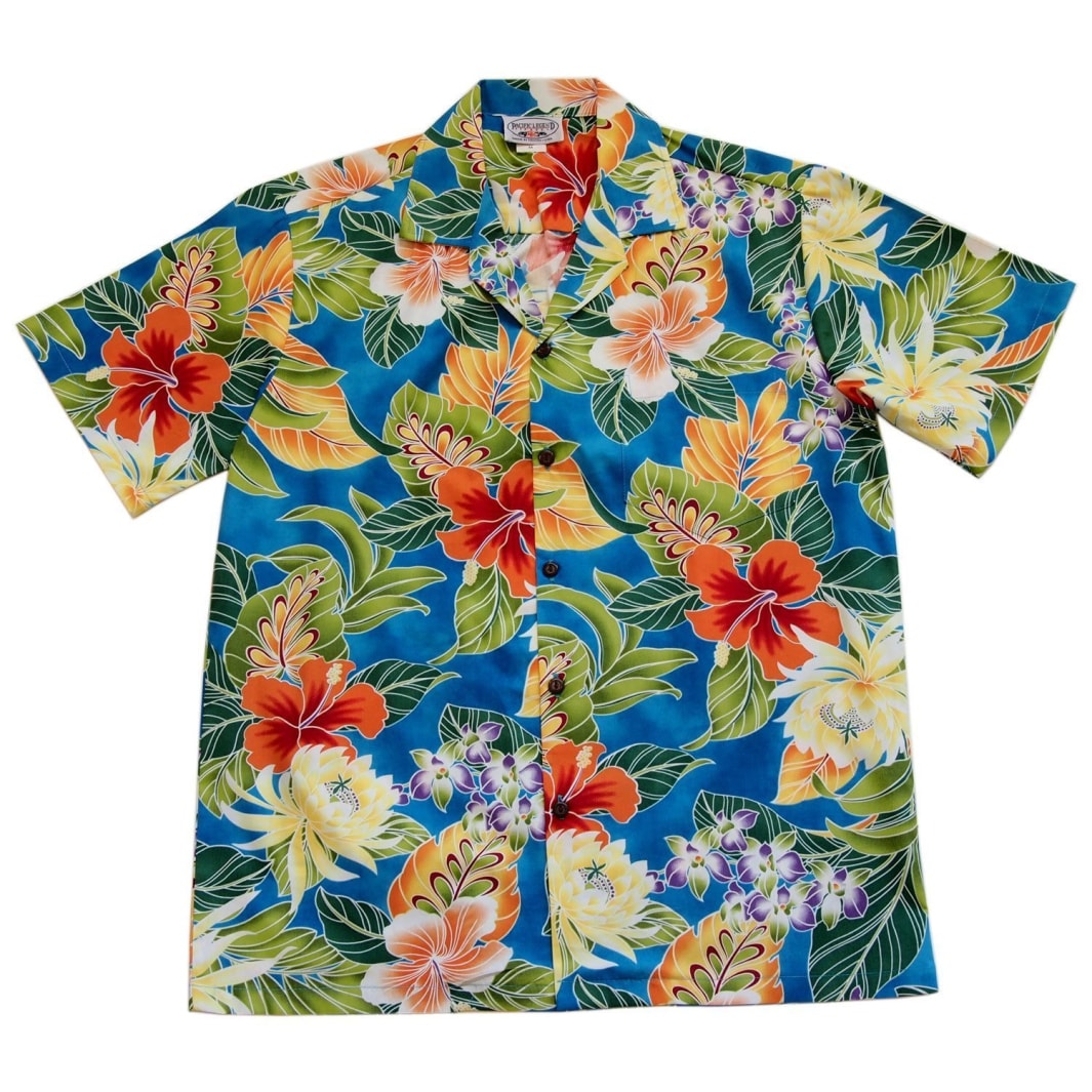 Excite Blue Hawaii Cotton Shirt Ha27917