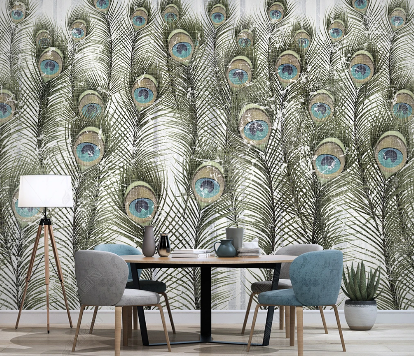 3D Animal Peacock Texture Wall Mural Wallpaper Lqh 318