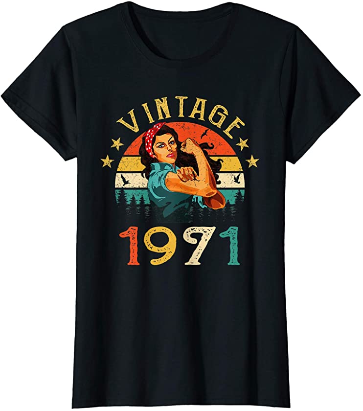 Womens Retro Vintage 1971 Made In 1971 50 Years Old 50th Birthday T-Shirt