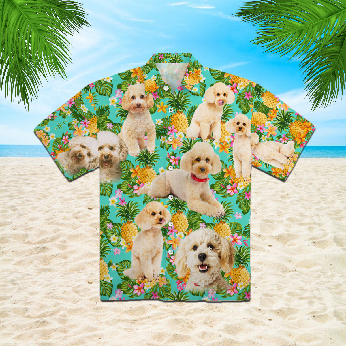 Oragontee Tropical Pineapple Poodle Dog Hawaiian Shirt | For Men & Women | Adult | Wt1348