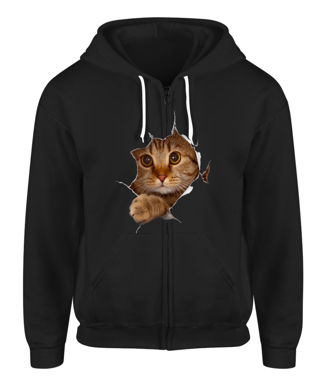 Sweet Kitten Torn Cloth – Funny Cat Lover Cat Owner Cat Lady Zip-Up Hoodie