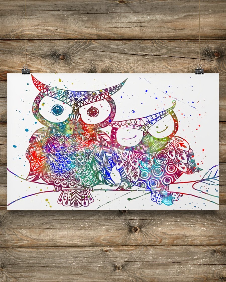 Colorful Owls Horizontal Canvas And Poster | Wall Decor Visual Art
