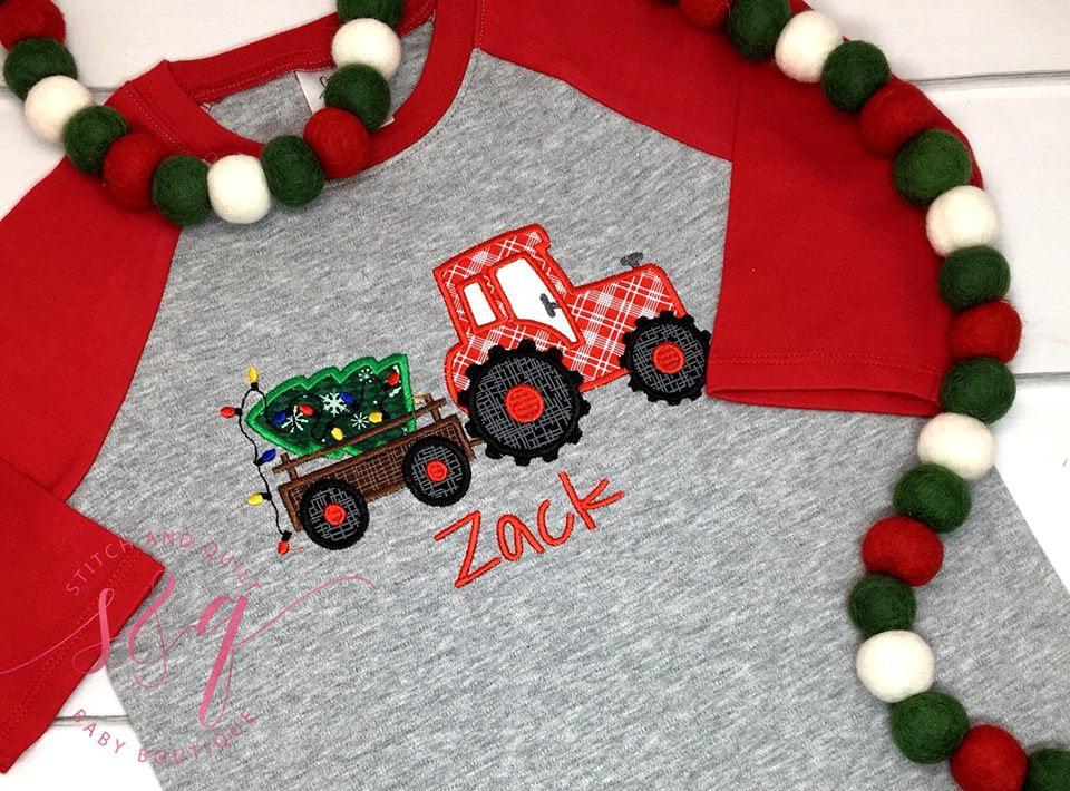 Christmas Tractor With Tree, Boys Christmas Shirt, Christmas Tree Shirt With Tractor, Toddler Christmas Shirts, Christmas Tractor Shirt - Bespoketshirt Christmas Collection