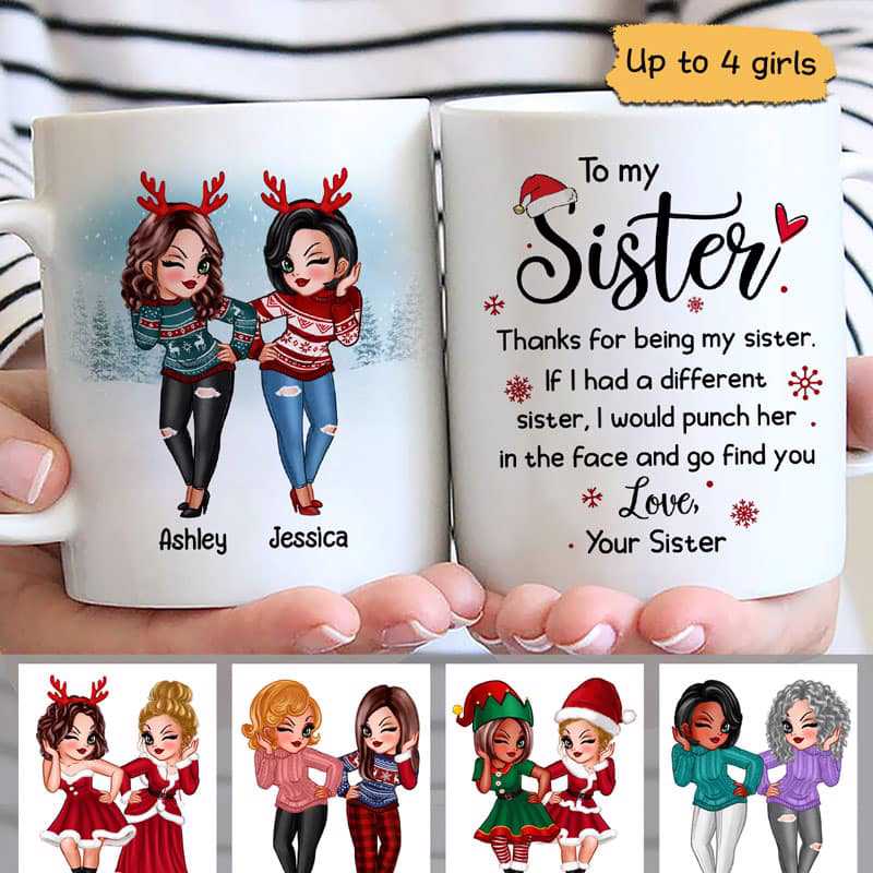 To My Sister Bestie Pretty Women Christmas Personalized Mug