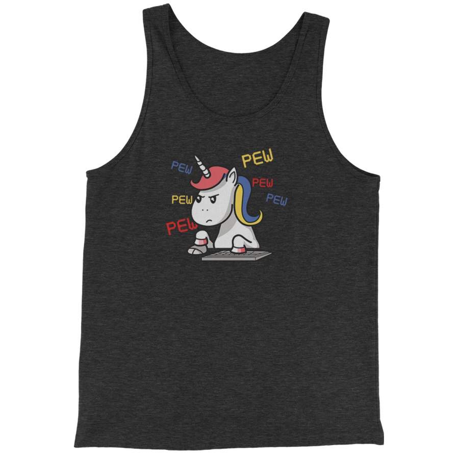 Gamer Unicorn Pew Pew Jersey Tank Top For Men T-Shirt