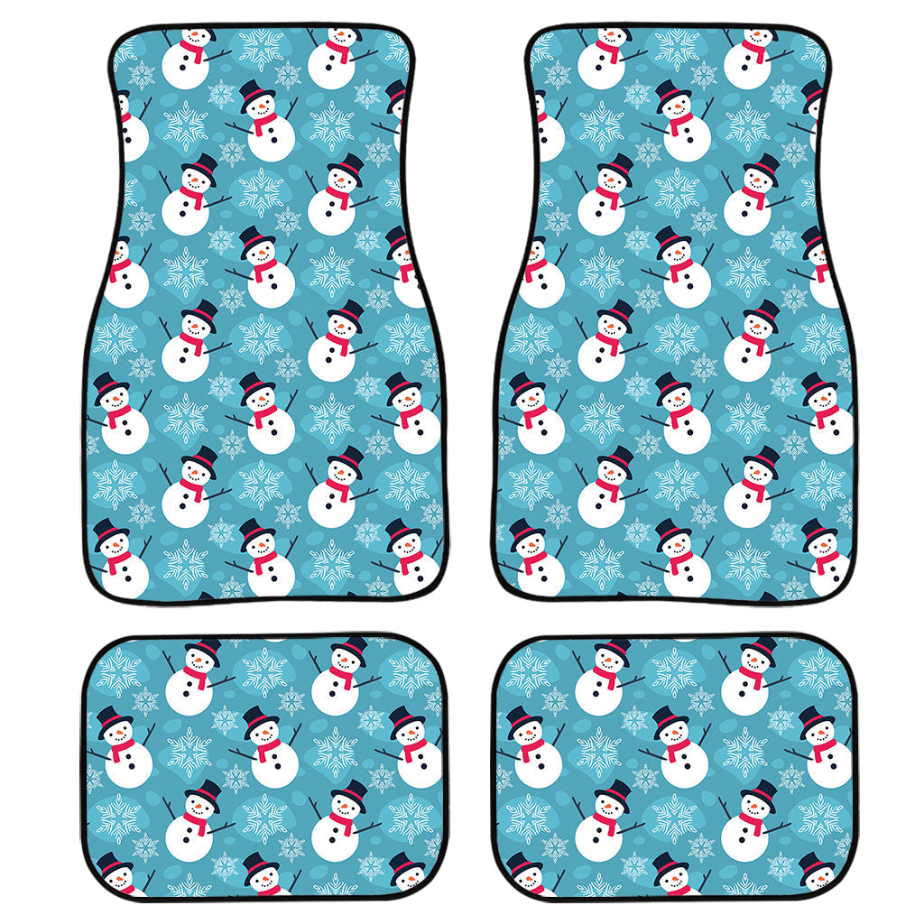 Snowman And Snowflake Pattern Print Front And Back Car Floor Mats, Front Car Mat