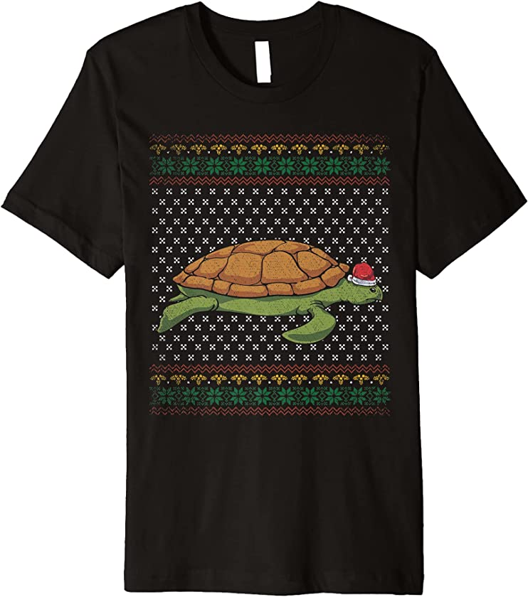 Ugly Christmas Ocean Animal Lover Merry Xmas Sea Turtle Premium T-Shirt