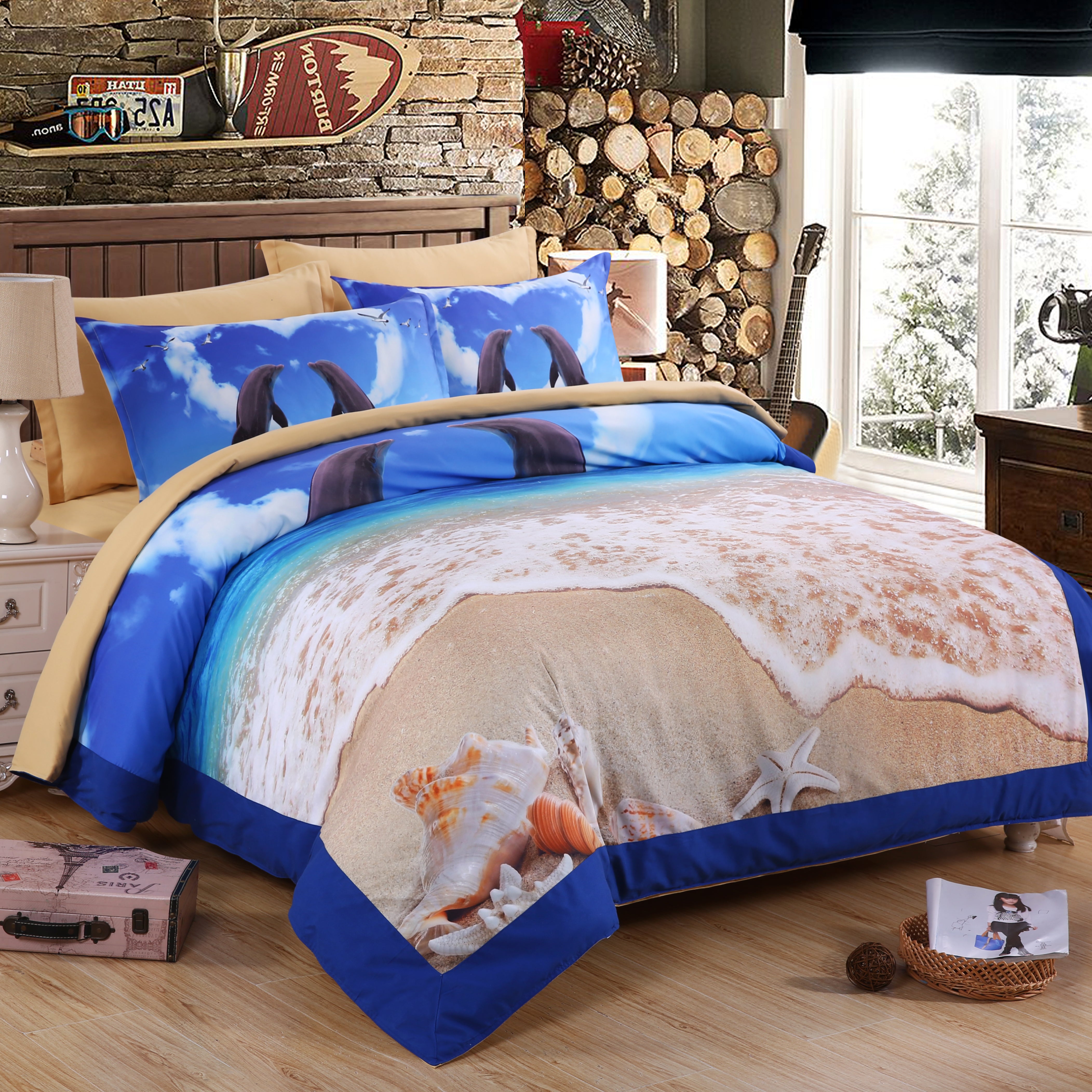 3D Dolphin Bay Lover Quilt Cover Set Bedding Set Pillowcases 80