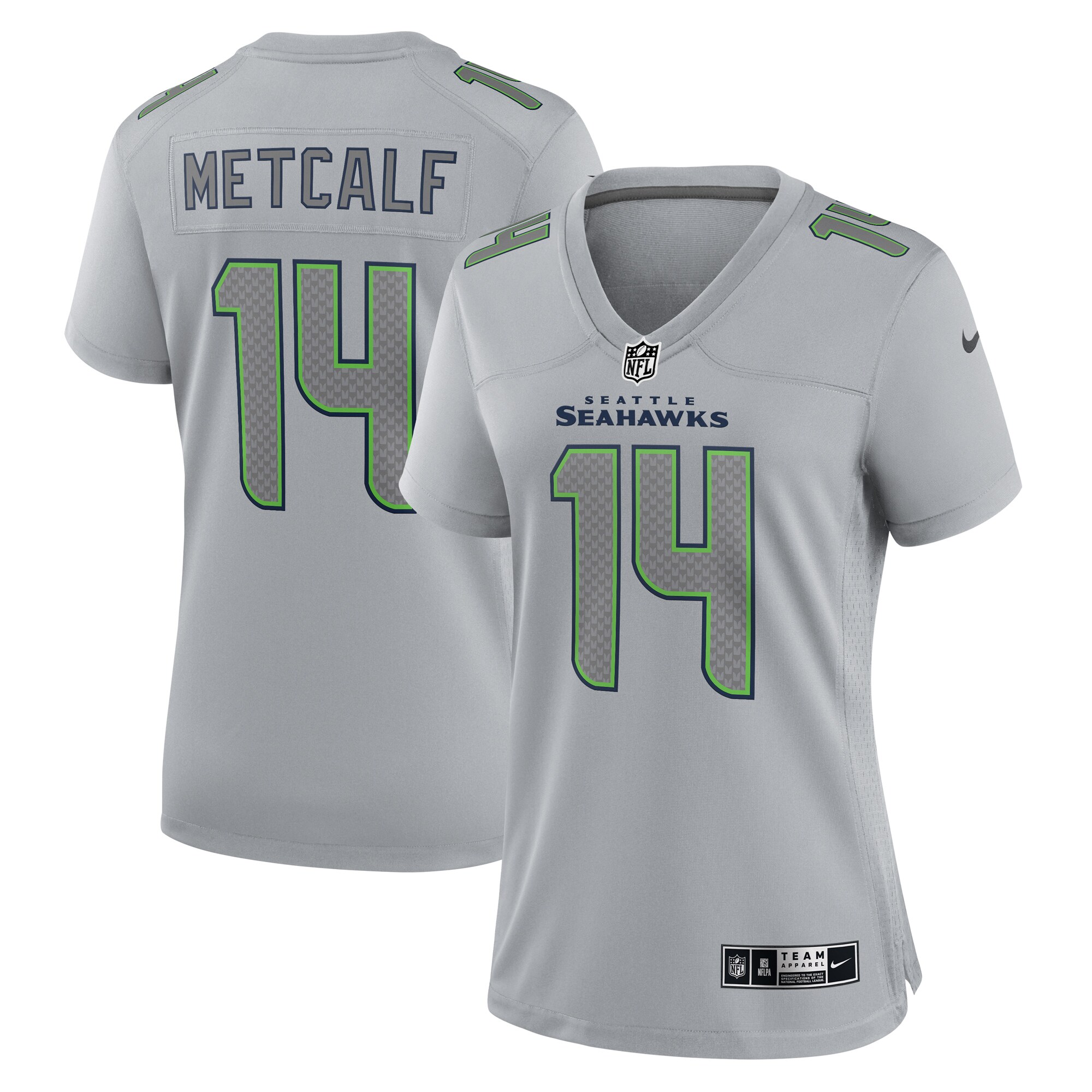 Women’s Seattle Seahawks DK Metcalf Gray Atmosphere Fashion Game Jersey