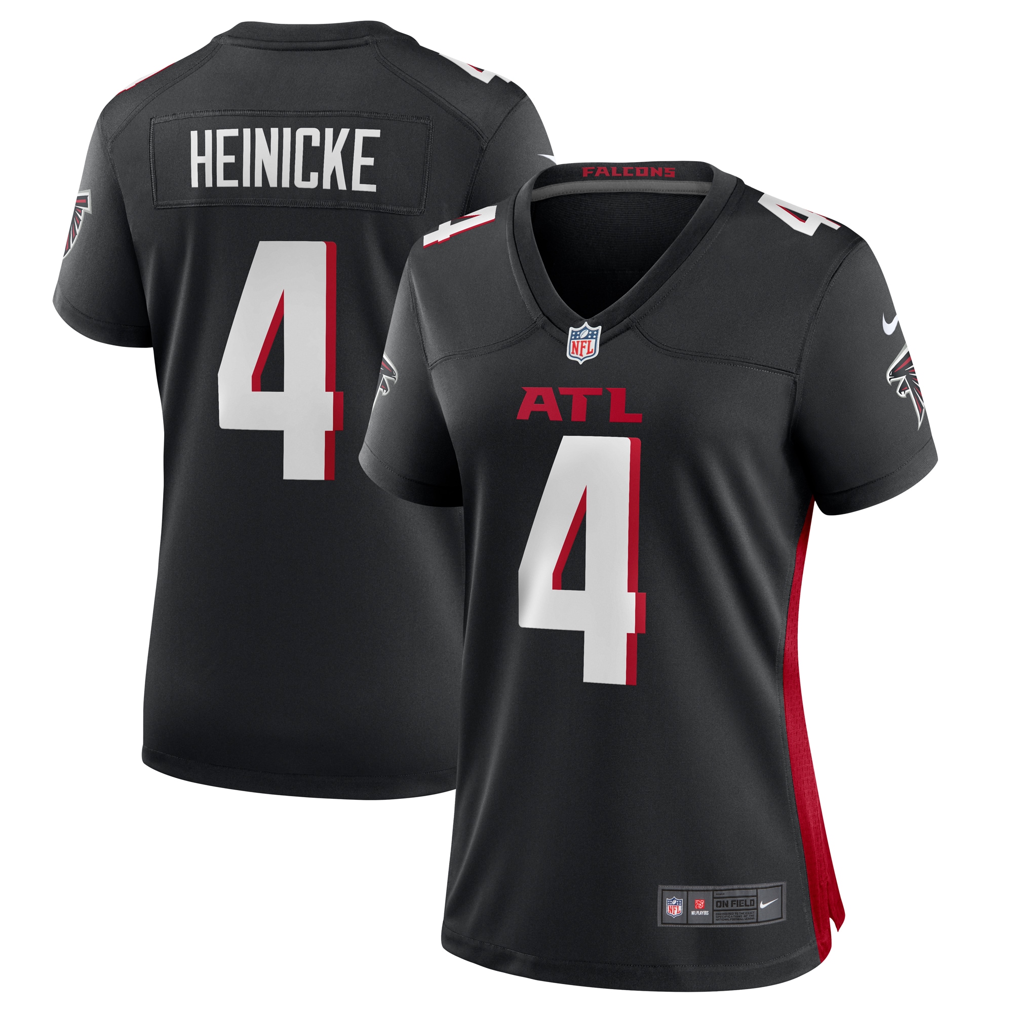 Taylor Heinicke Atlanta Falcons Women's Game Player Jersey – Black