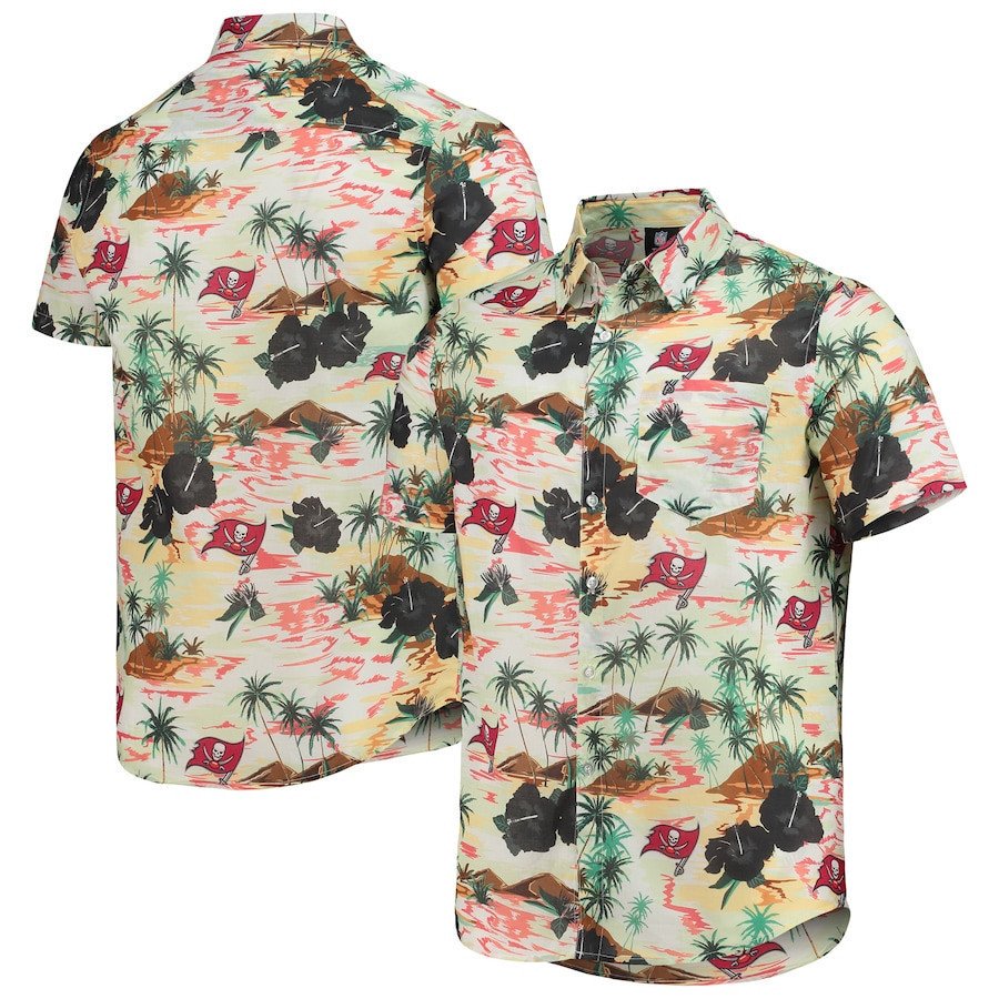 Tampa Bay Buccaneers Cream Paradise Floral Hawaii Shirt Ha108625