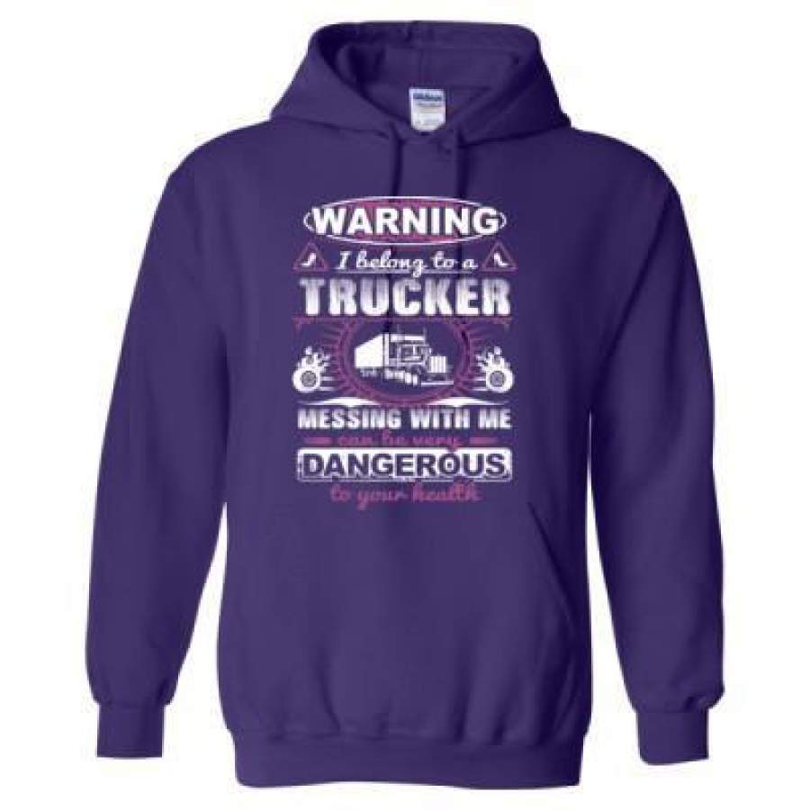 AGR Warning I Belong To A Trucker Dont Mess With Me – Heavy Blend™ Hooded Sweatshirt