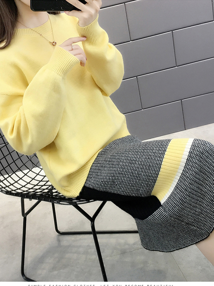 SURMIITRO 2 Piece Sets For Autumn Winter 2022 Knit Long Sleeve Sweater Women Tops & Knit Long Side Slit High Waist Skirt Female alx