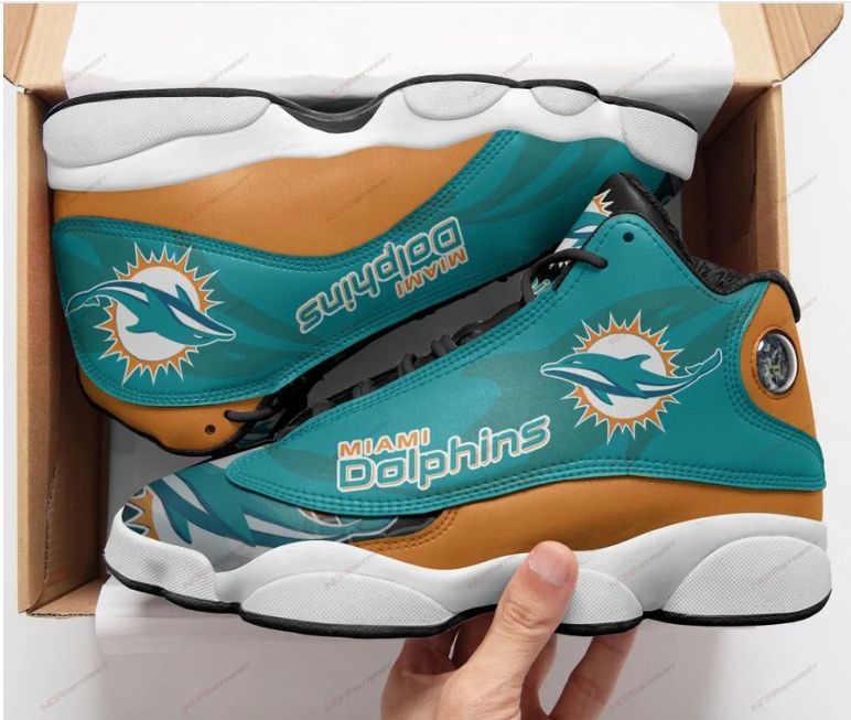 Miami Dolphins Football Team Form Air Jordan 13 Sneakers-Lan1