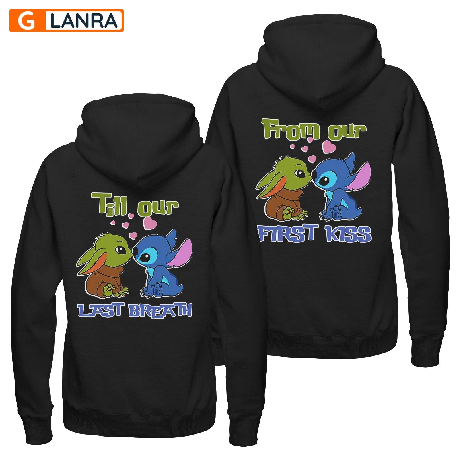 From Our First Kiss Till Our Last Breath Hoodie, Stich And Yoda Couple Hoodie, Couple Hoodie, Husband Wife Hoodie, Unisex Sweater, Sweatshirt