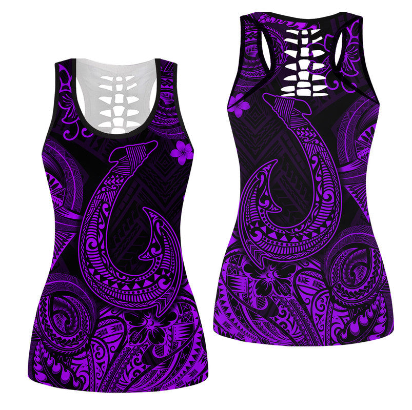 Hawaiian Fish Hook Polynesian Hollow Tank Top Unique Style Purple Ha80900