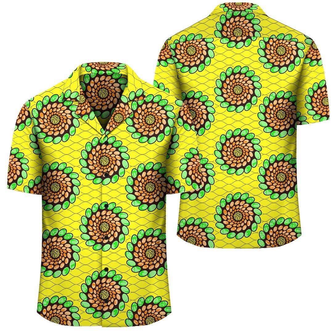 Africa Hawaiian Shirt – Ankara Hawaiian Shirt Green Spirals J1