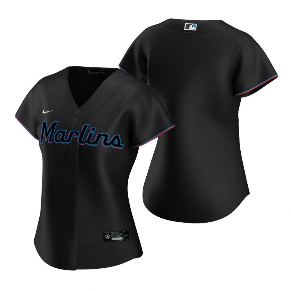 Womens Miami Marlins 2020 Black Jersey MLB Gift For Marlins And Baseball Fans