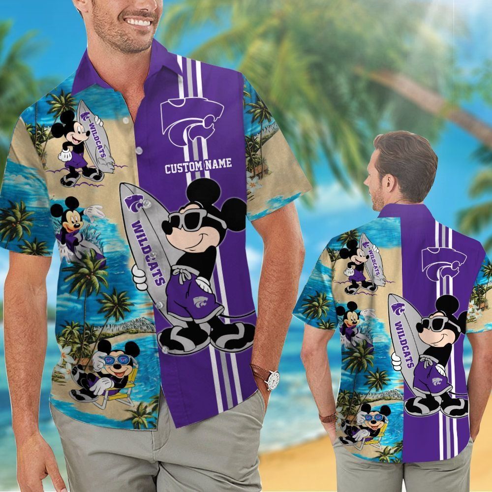 Kansas State Wildcats Mickey Name Personalized Tropical Hawaiian Shirt