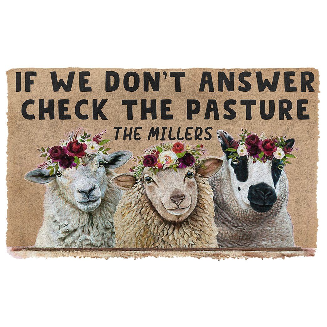 Gearhumans  Gearhuman 3D Check The Sheep Pasture Custom Name Doormat