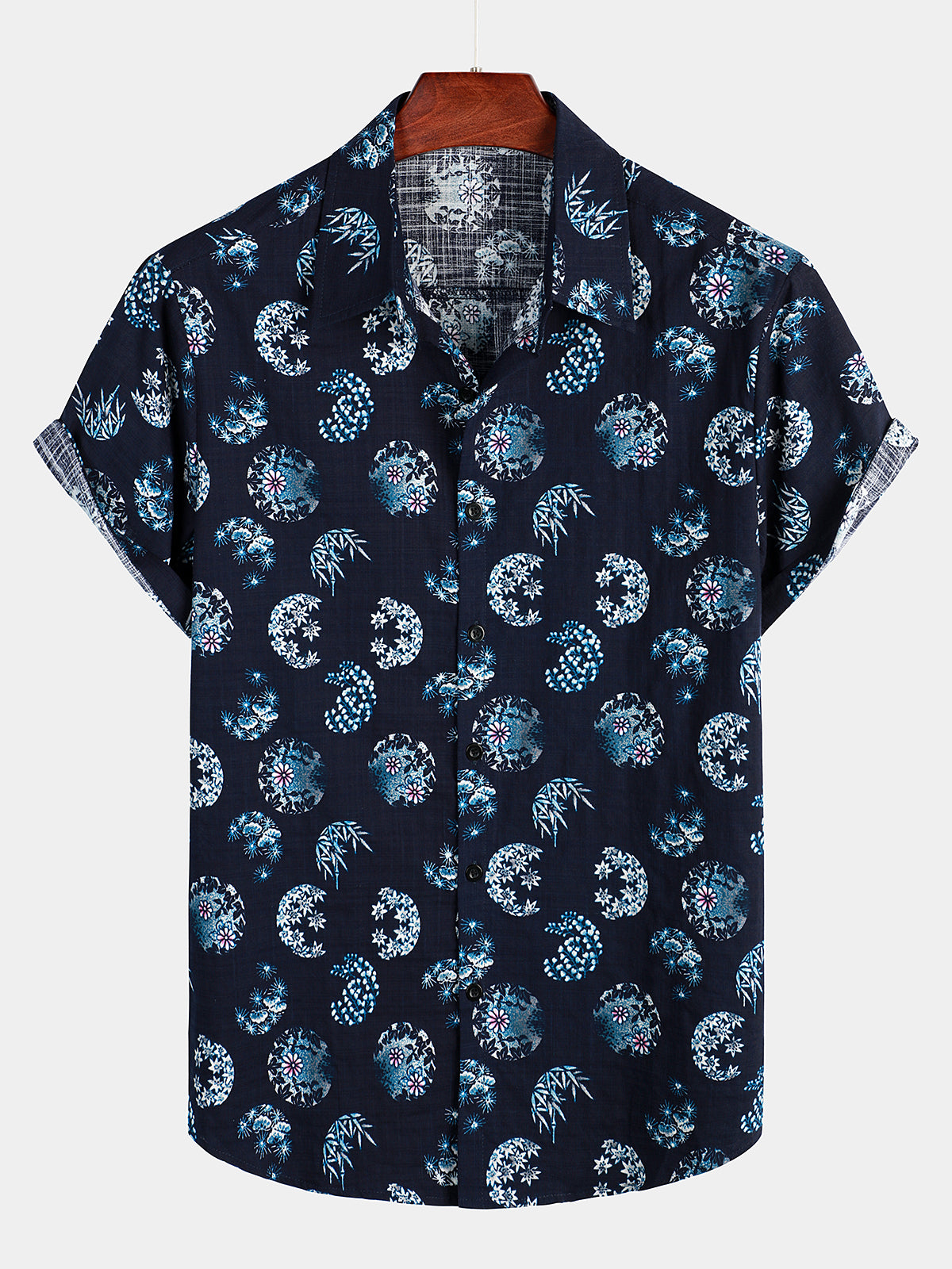 Floral Tropical Hawaiian Cotton Short Sleeve Shirt Ha93632