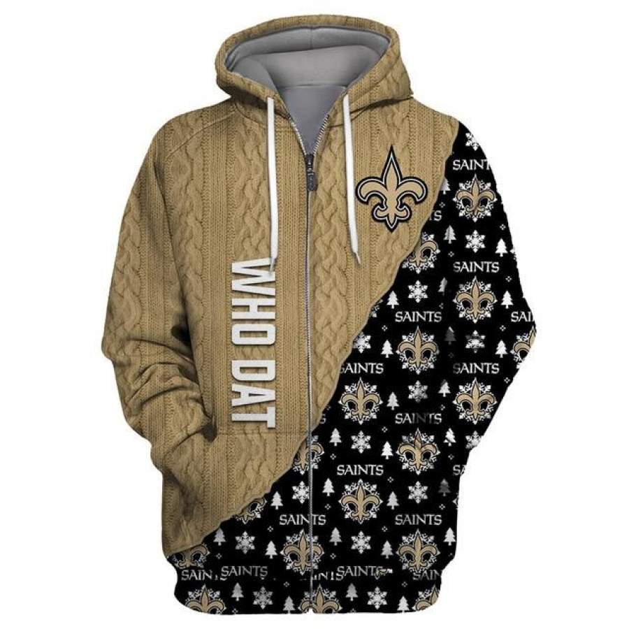 New Orleans Saints Cool Christmas Zipper Hoodie