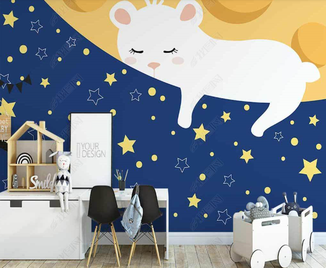 3D Northern Europe Hand-Painted Animal Star Wall Mural Wallpaper Sww2677