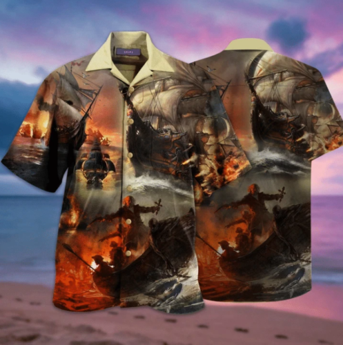 Amazing Fighting Pirate Ships Hawaiian Shirt Pre11477