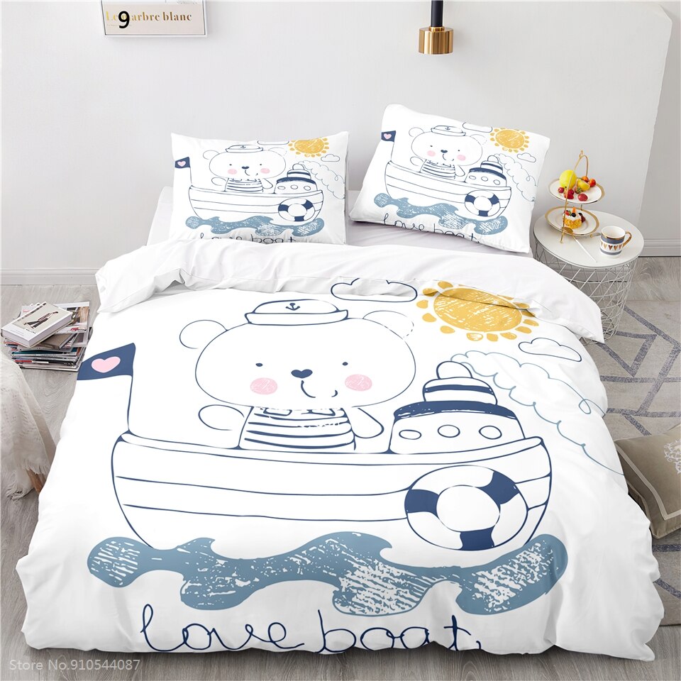 Cute Cartoon Whale 3D Bedding Set Duvet Cover Sets Pillowcase Twin Full Queen King Size For Bedroom Decor