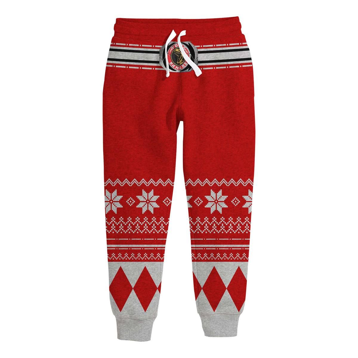 3D Mighty Morphin Power Ranger Red Ugly Christmas Custom Kid Sweatpants