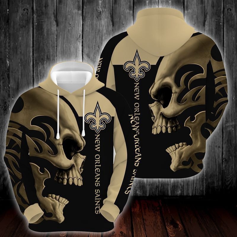 New Orleans Saints Skull Full High Quality 64 Unisex 3D Hoodie Gift For Fans