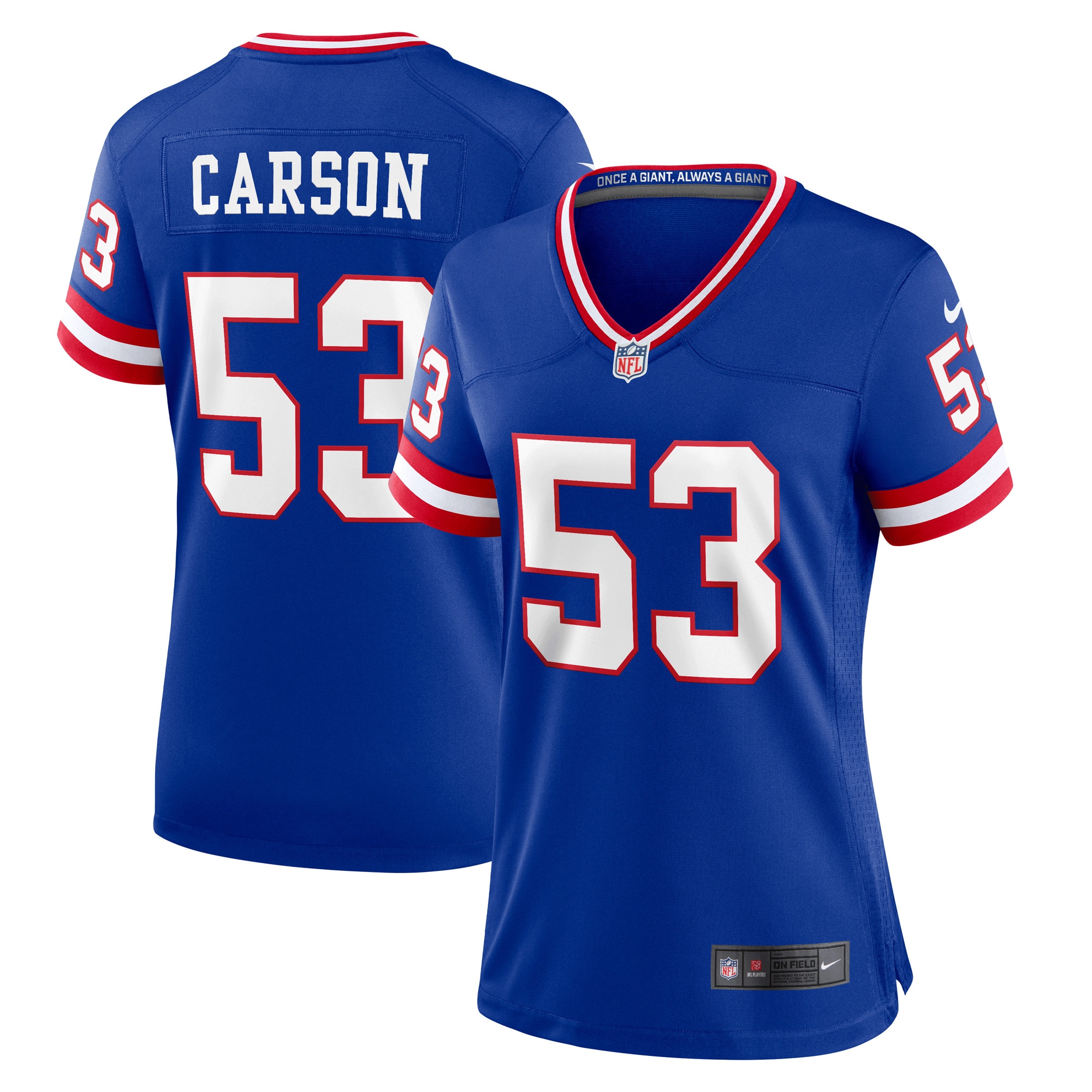 Women’s New York Giants Harry Carson Royal Classic Retired Player Game Jersey