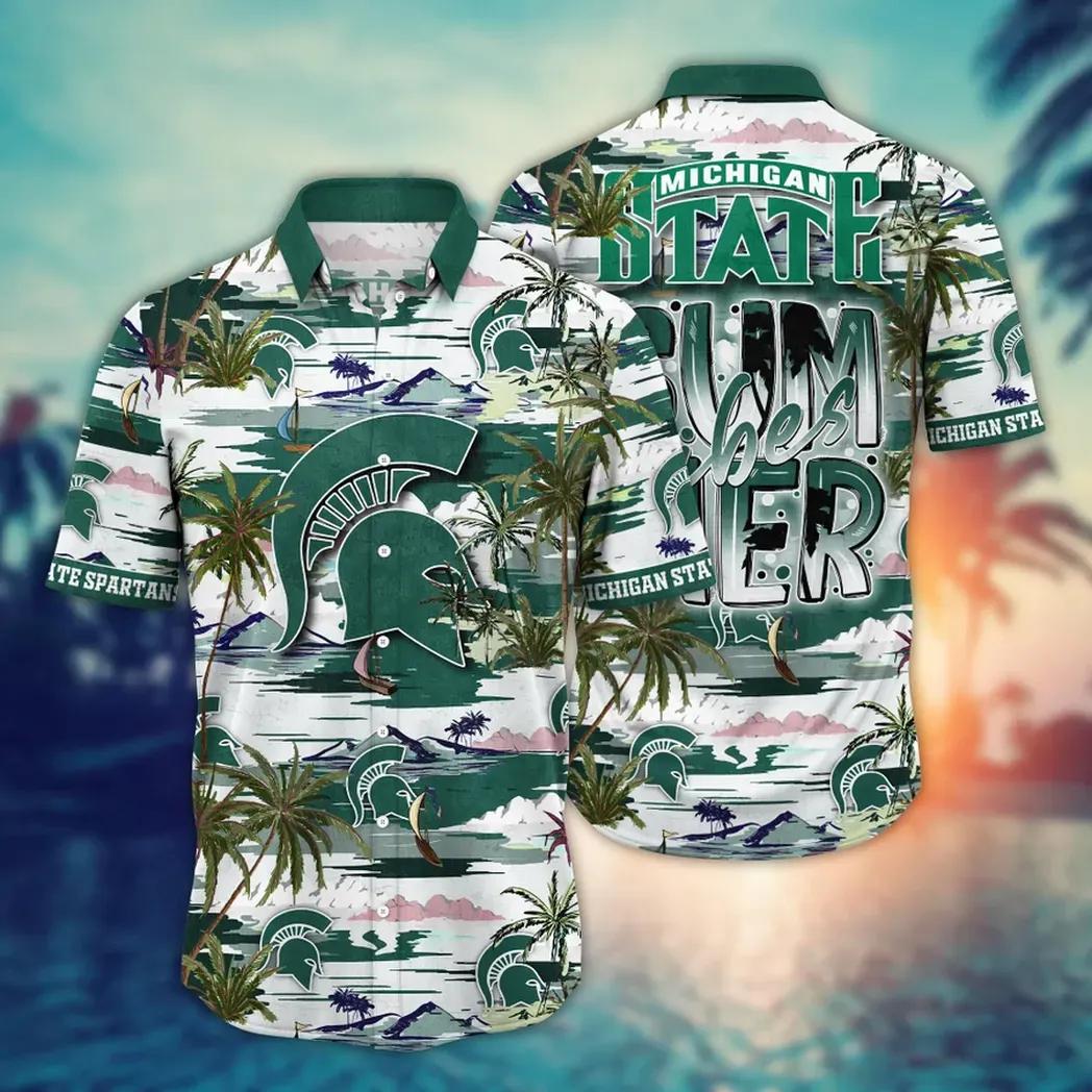 Michigan State Spartans Ncaa Flower Aloha Hawaiian Shirt 8, Ncaa Hawaiian Shirt