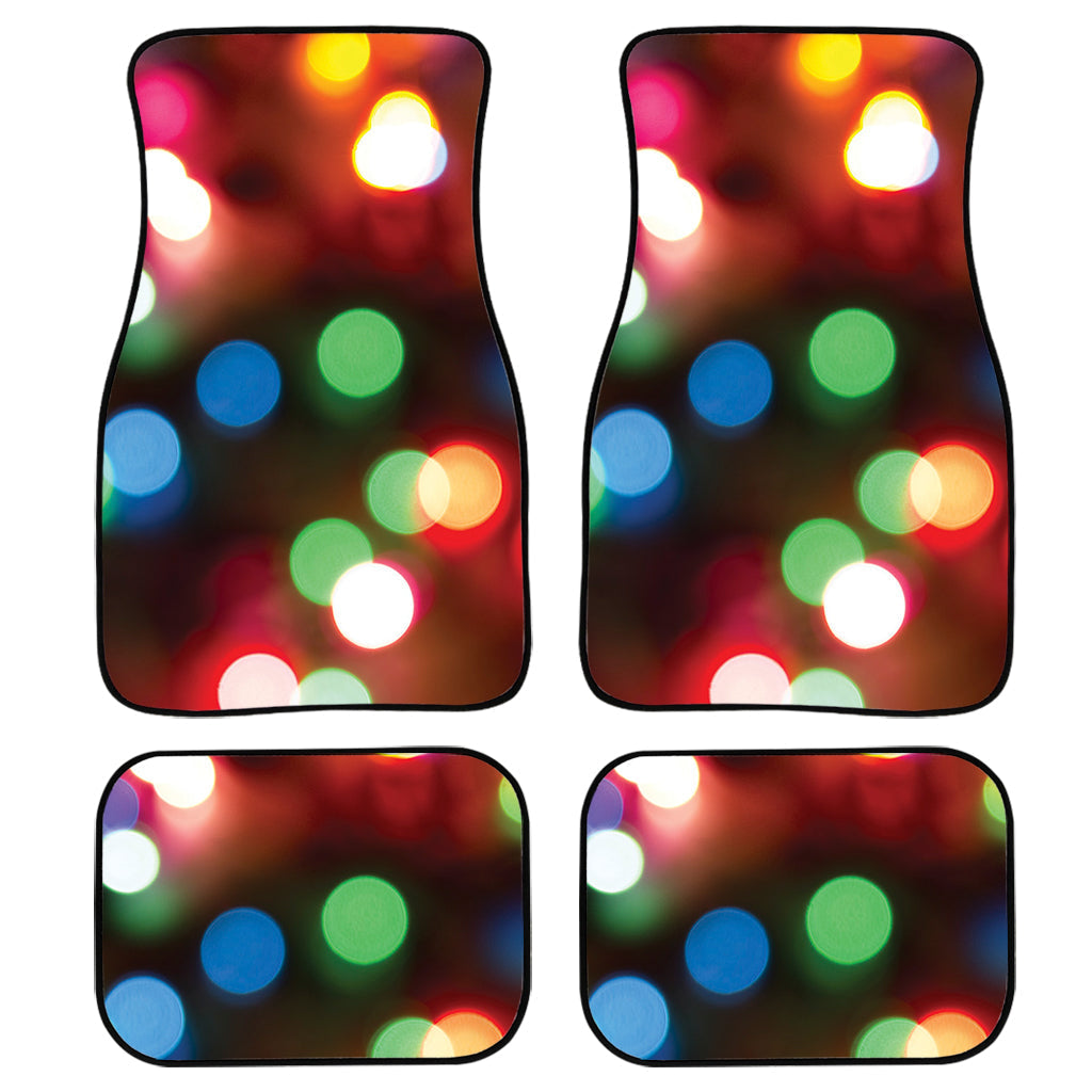 Defocused Christmas Lights Print Front And Back Car Floor Mats, Front Car Mat