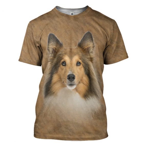 3D Shetland Sheepdog Dog Front And Back All Over Print Unisex Tshirt For Dog Lovers