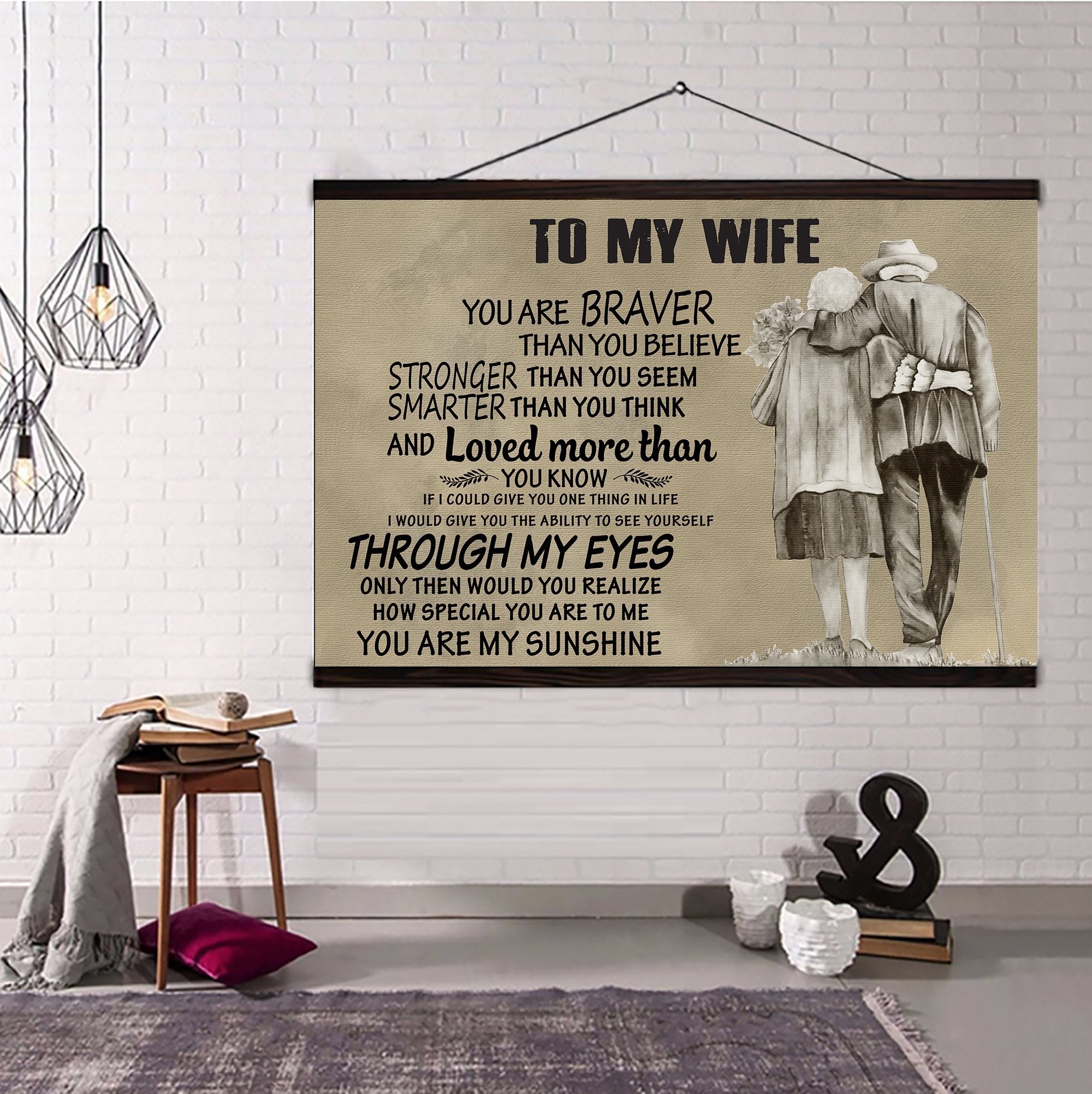 Family Hanging Canvas To Wife You Are Braver Version 2 Wall Decor Visual Art